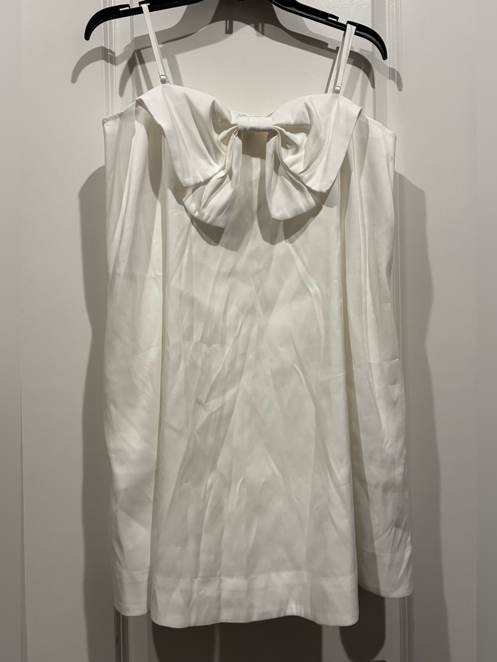 A New Day White Spaghetti Strap Mini Shift Dress with Front Bow Medium NWT